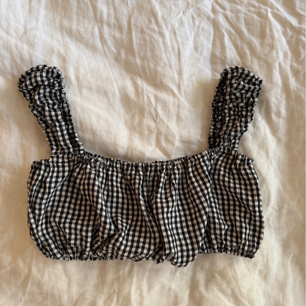 Solid & Striped Gingham Ruffle Strap Top - image 3